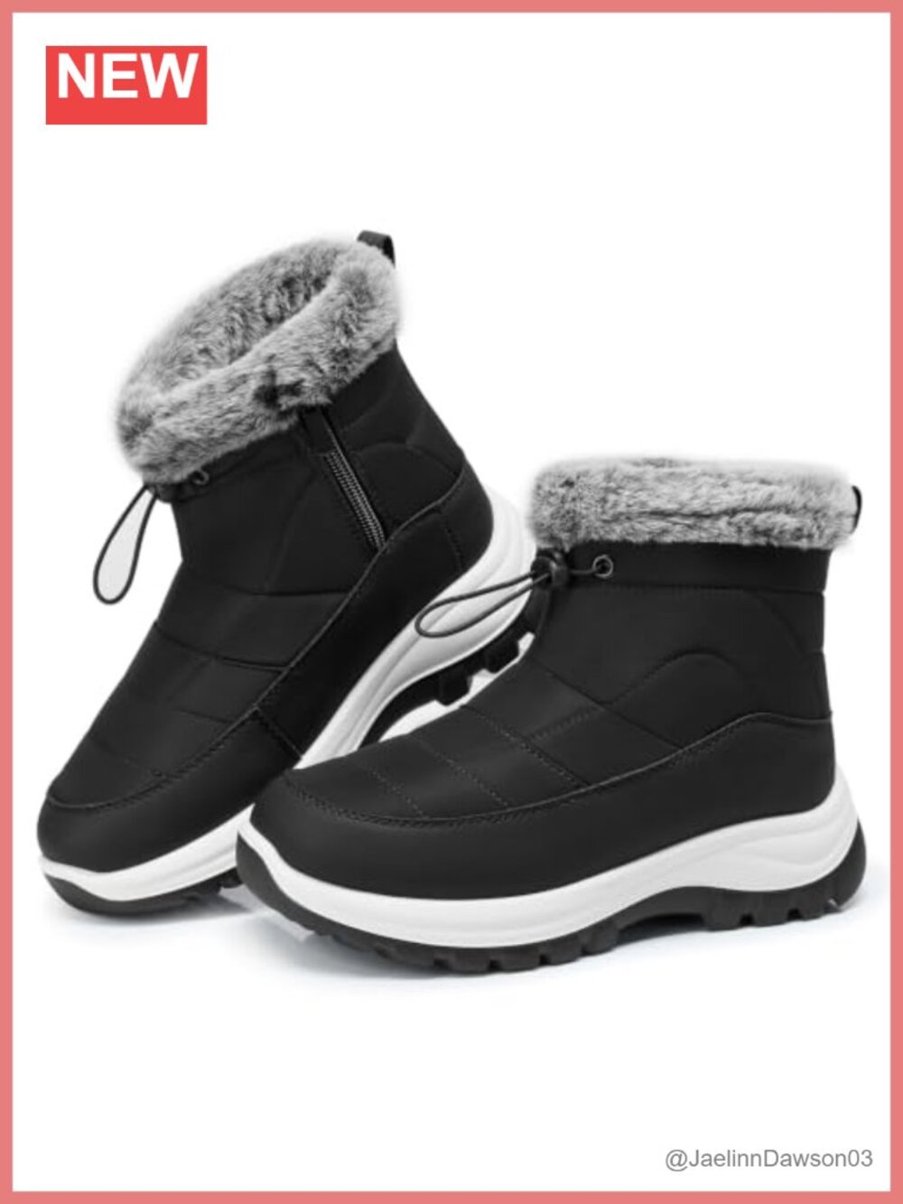 Women Winter Snow Boots Waterproof Faux Fur Lined Warm Ankle Slip-On